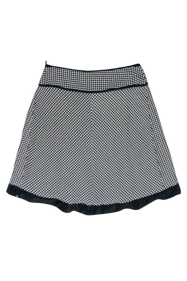 Current Boutique-Sportmax - Black & Cream Hounds Tooth Pleated Skirt Sz S