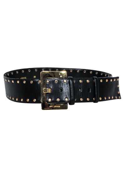 Current Boutique-St. John - Black w/ Gold Stud Belt Sz 10