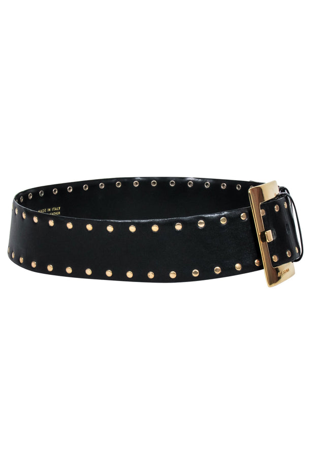 Current Boutique-St. John - Black w/ Gold Stud Belt Sz 10
