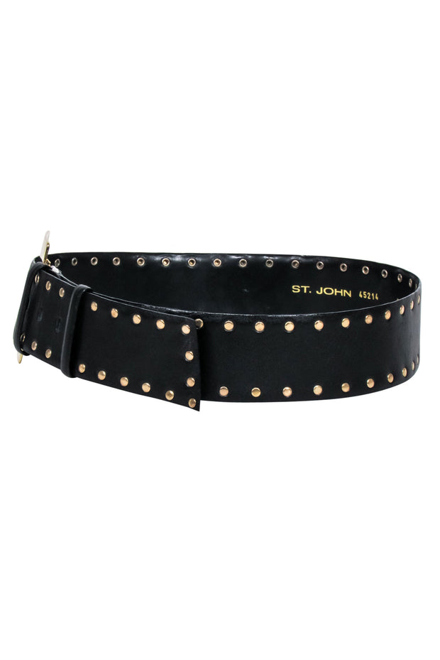 Current Boutique-St. John - Black w/ Gold Stud Belt Sz 10
