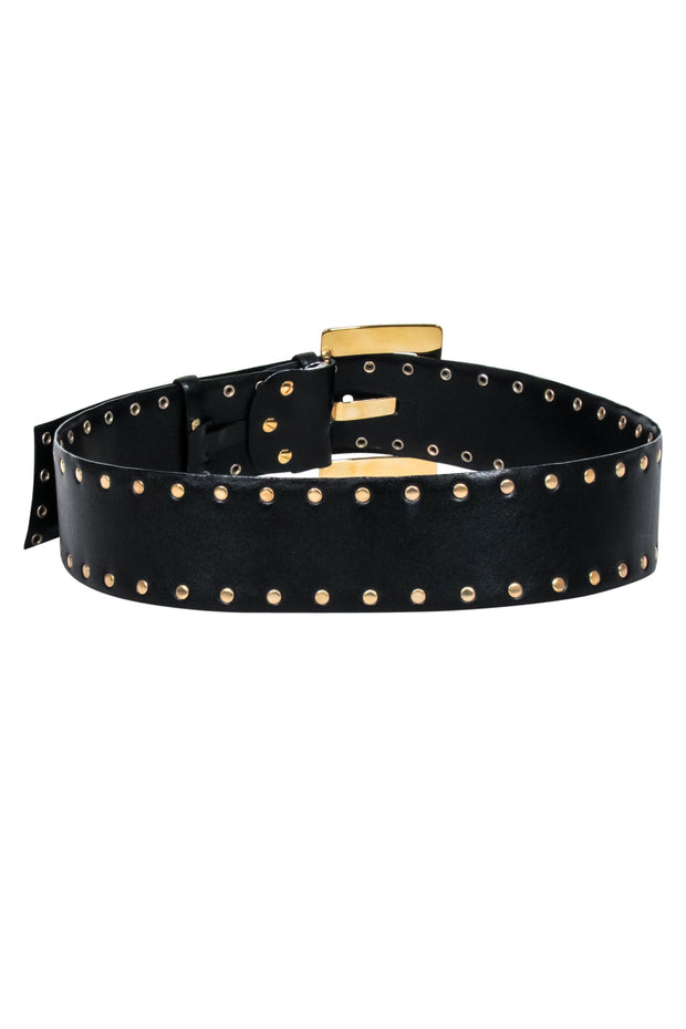 Current Boutique-St. John - Black w/ Gold Stud Belt Sz 10