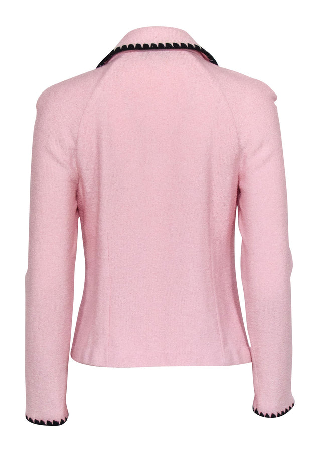 Current Boutique-St. John - Light Pink Knit Blazer w/ Black Trim Sz 6