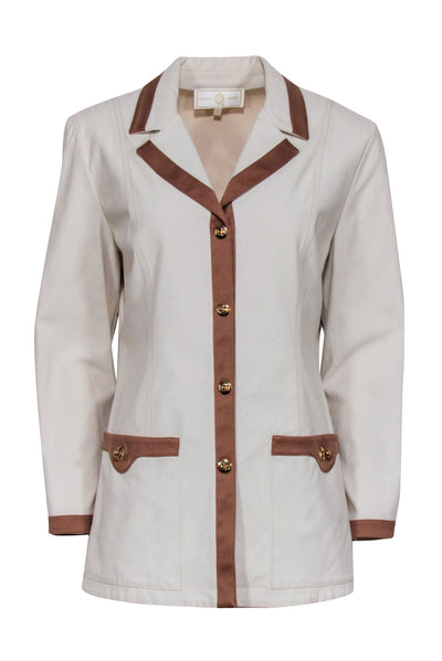 Current Boutique-St. John - Beige w/ Tan Trim Blazer Sz M