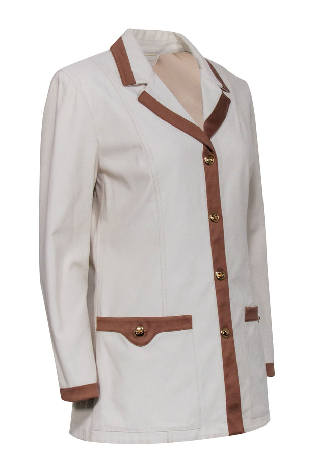 Current Boutique-St. John - Beige w/ Tan Trim Blazer Sz M