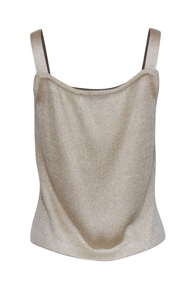 Current Boutique-St. John - Champagne Gold Knit Tank Top Sz S