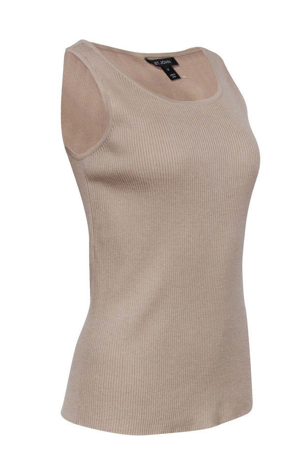 Current Boutique-St. John - Dark Beige Wool Ribbed Tank Top Sz M