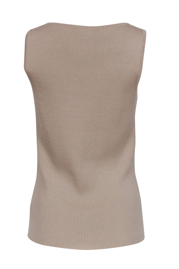 Current Boutique-St. John - Dark Beige Wool Ribbed Tank Top Sz M
