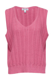 Current Boutique-St. John - Pink Wool Blend V-Neck Tank Sz L