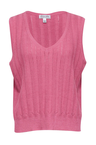 Current Boutique-St. John - Pink Wool Blend V-Neck Tank Sz L