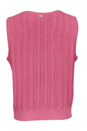 Current Boutique-St. John - Pink Wool Blend V-Neck Tank Sz L
