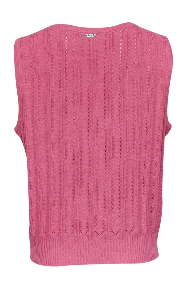 Current Boutique-St. John - Pink Wool Blend V-Neck Tank Sz L