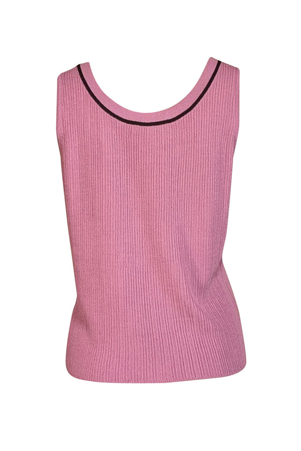 St. John - Lilac Knit Tank Top w/ Contrast Trim Sz S - Current Boutique