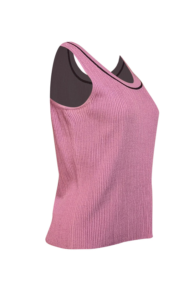 St. John - Lilac Knit Tank Top w/ Contrast Trim Sz S - Current Boutique