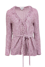 Current Boutique-St. John - Magenta, Lilac, & Cream Wool Blend Wrap Cardigan Sz S