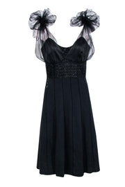 Current Boutique-St. John - Black Knit & Tulle Midi Dress w/ Beading Accent Sz 8