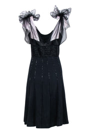 Current Boutique-St. John - Black Knit & Tulle Midi Dress w/ Beading Accent Sz 8