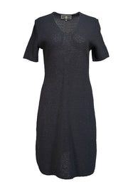 St. John - Black Knit Short Sleeve Dress Sz S - Current Boutique