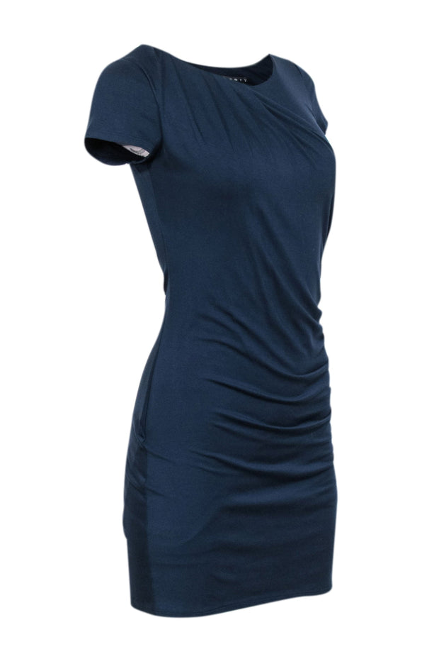 Current Boutique-Theory - Navy T-Shirt Dress w/ Side Ruching Sz S