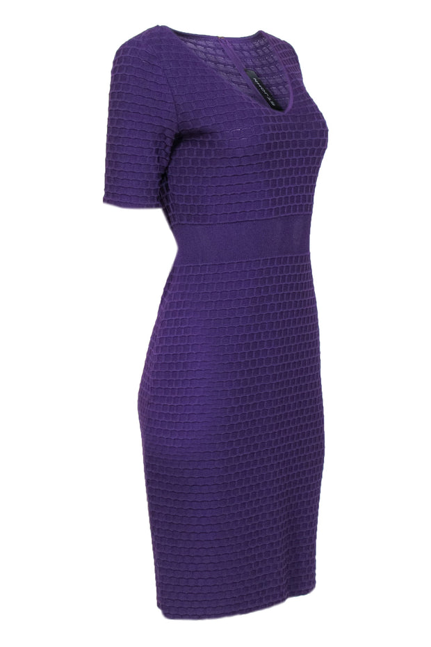 Current Boutique-St. John - Purple Textured Knit Sheath Dress Sz 4