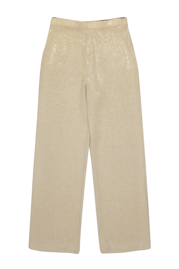Current Boutique-St. John - Gold Sparkle Knit Pants Sz 6