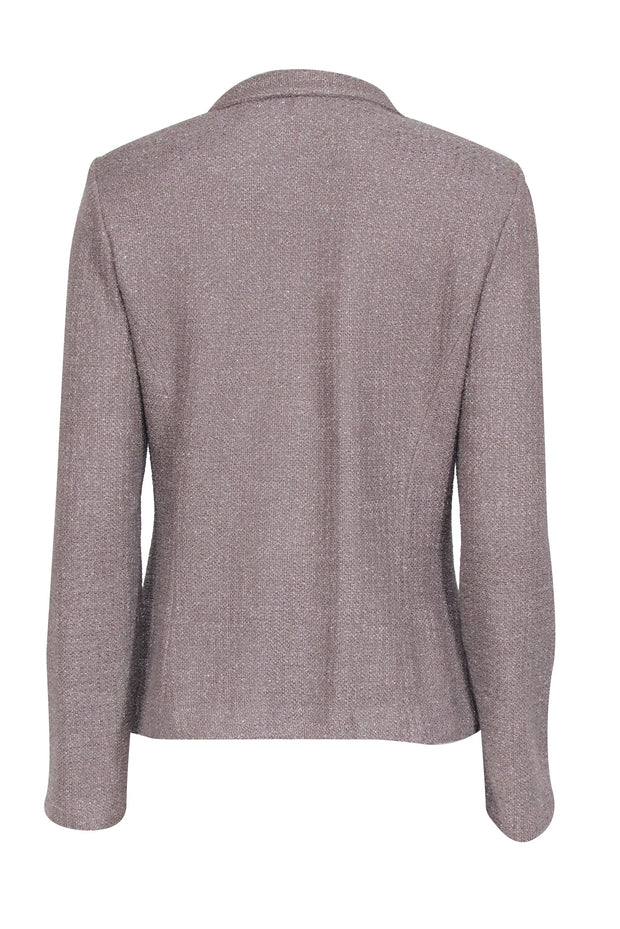 Current Boutique-St. John - Taupe Open Front Knit Jacket w/ Metallic Threading Sz 8