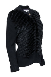 Current Boutique-St. John - Black Rabbit Front Zip Up Jacket Sz L