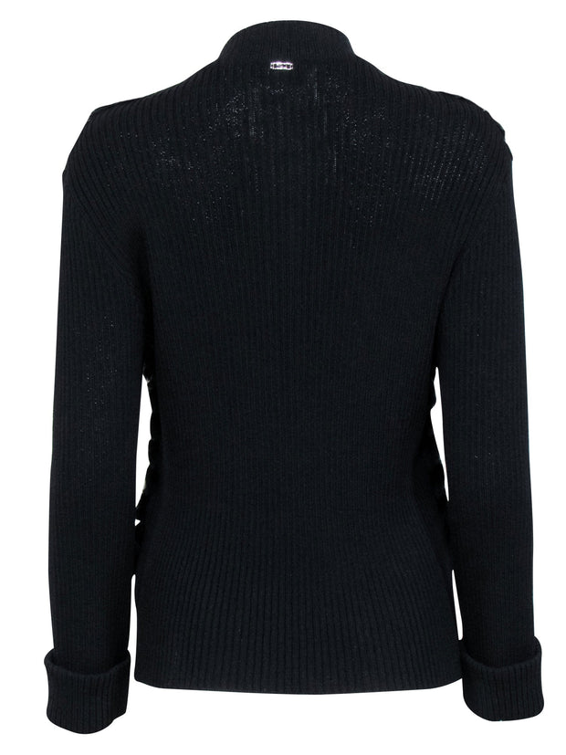 Current Boutique-St. John - Black Rabbit Front Zip Up Jacket Sz L