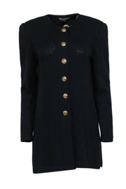 Current Boutique-St. John - Black Knit Decorative Button Jacket Sz M