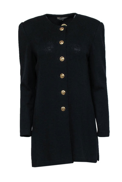 Current Boutique-St. John - Black Knit Decorative Button Jacket Sz M