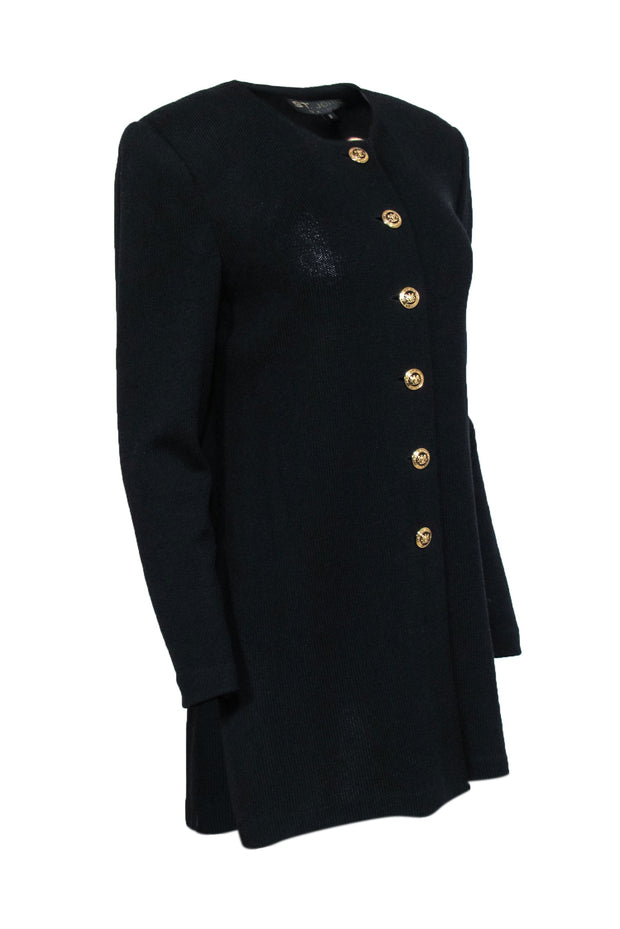 Current Boutique-St. John - Black Knit Decorative Button Jacket Sz M