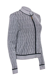 Current Boutique-St. John - Black & White Knit Zipper Front Jacket Sz 8