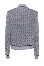 Current Boutique-St. John - Black & White Knit Zipper Front Jacket Sz 8