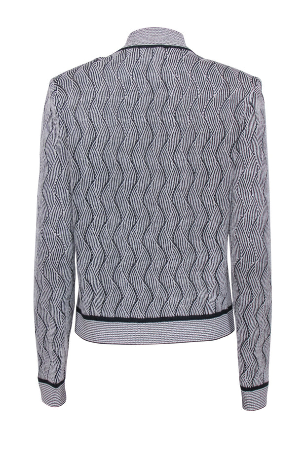 Current Boutique-St. John - Black & White Knit Zipper Front Jacket Sz 8
