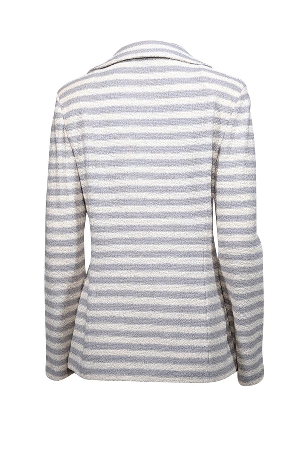 Current Boutique-St. John - White & Grey Striped Knit Jacket Sz 8