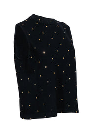 Current Boutique-St. John - Black Mockneck Knit Top w/ Gold Sequins Sz L