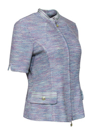 Current Boutique-St. John - Pastel Blue, Green, Beige, & Magenta Knit Zip Front Top Sz 6