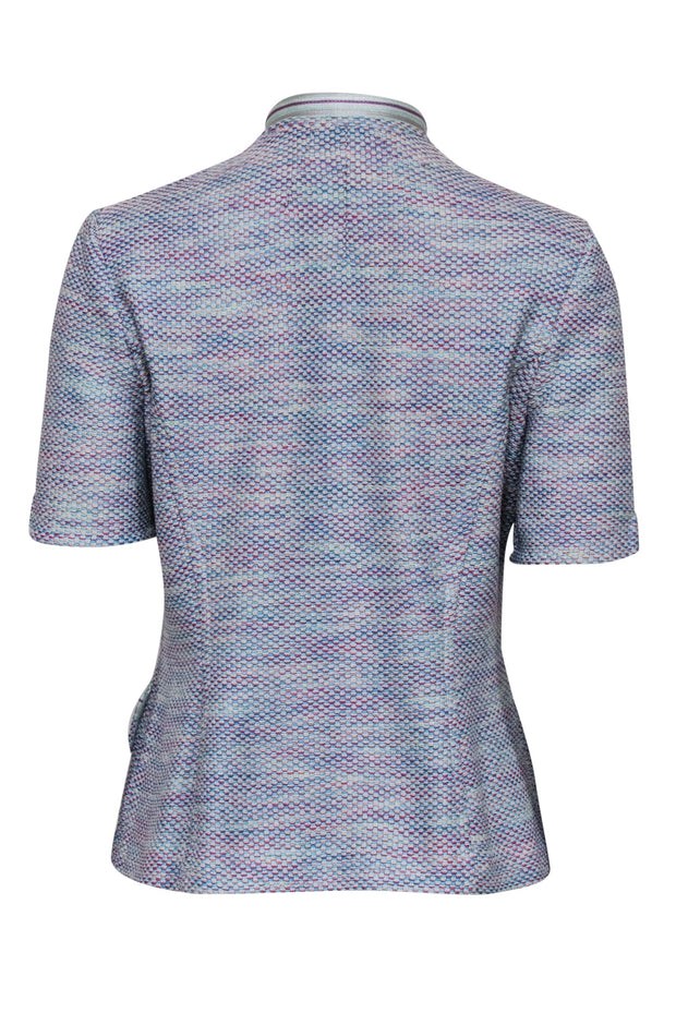 Current Boutique-St. John - Pastel Blue, Green, Beige, & Magenta Knit Zip Front Top Sz 6