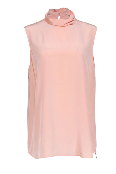 Current Boutique-St. John - Pastel Orange Silk Draped Turtleneck Top Sz L