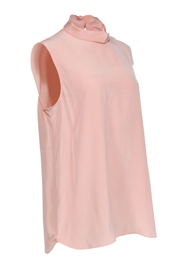 Current Boutique-St. John - Pastel Orange Silk Draped Turtleneck Top Sz L
