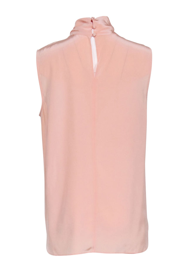 Current Boutique-St. John - Pastel Orange Silk Draped Turtleneck Top Sz L