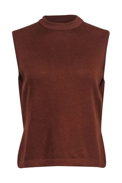 Current Boutique-St. John - Burnt Orange Mockneck Knit Top Sz L