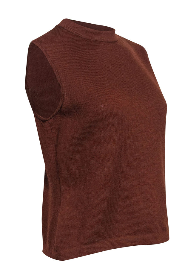 Current Boutique-St. John - Burnt Orange Mockneck Knit Top Sz L
