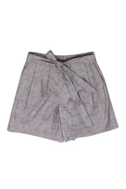 Current Boutique-St. John - Light Brown Linen Blend Tie Front Shorts Sz S