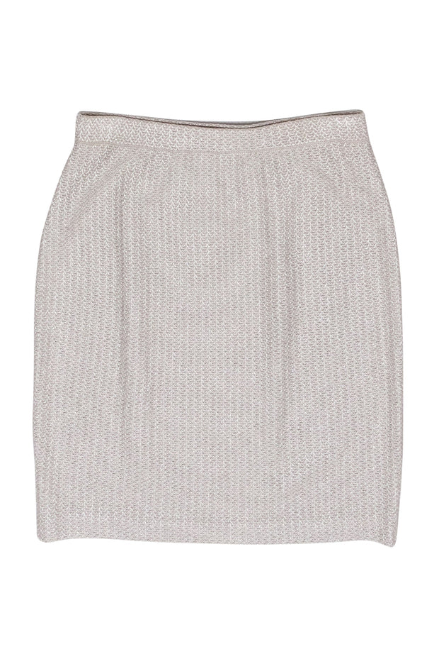 Current Boutique-St. John - Champagne Gold Metallic Knit Skirt Sz 10