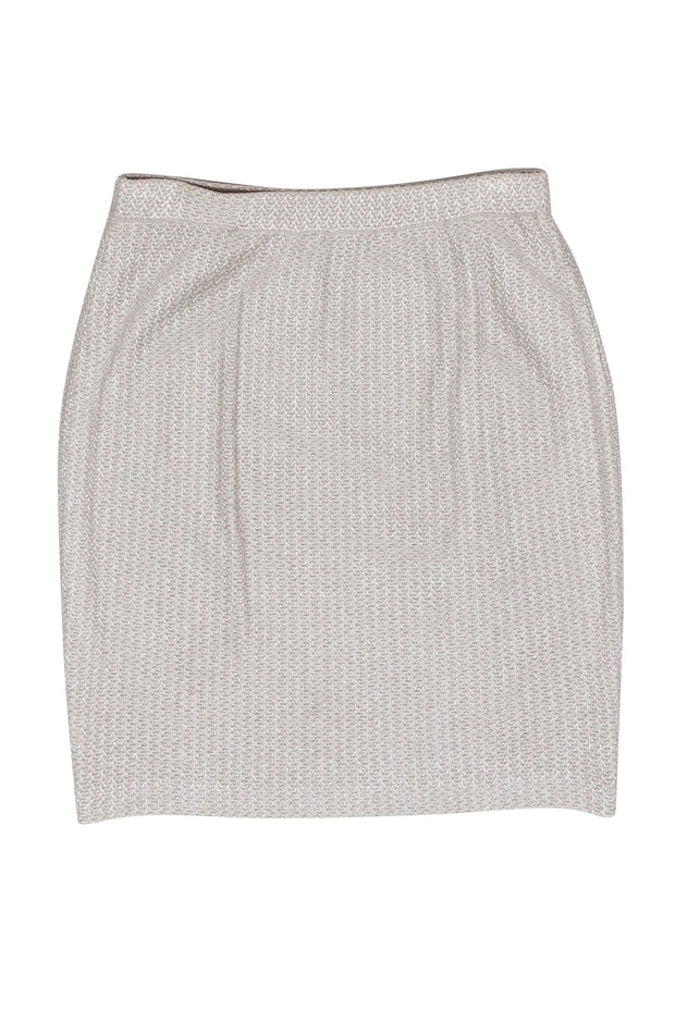 Current Boutique-St. John - Champagne Gold Metallic Knit Skirt Sz 10