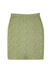 Current Boutique-St. John - Lime Green & White Textured Knit Pencil Skirt Sz M