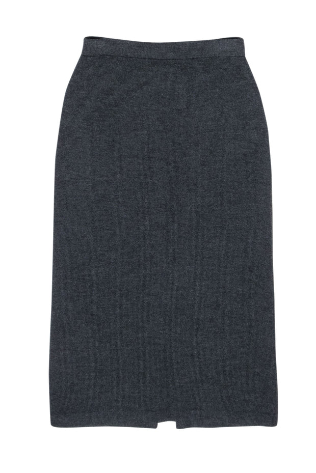 Current Boutique-St. John - Charcoal Grey Knit Midi Pencil Skirt Sz 4