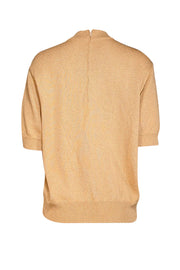 Current Boutique-St. John Sport - Gold Metallic Short Sleeve Sweater Sz L
