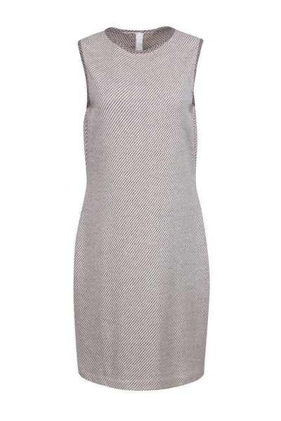 Current Boutique-St John - Ivory Sleeveless Sheath Dress w/ Black Polka Dot Print Sz 10