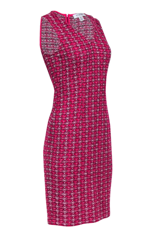 Current Boutique-St. John - Dark Pink, White, & Black Plaid Sleeveless Sheath Dress Sz 4